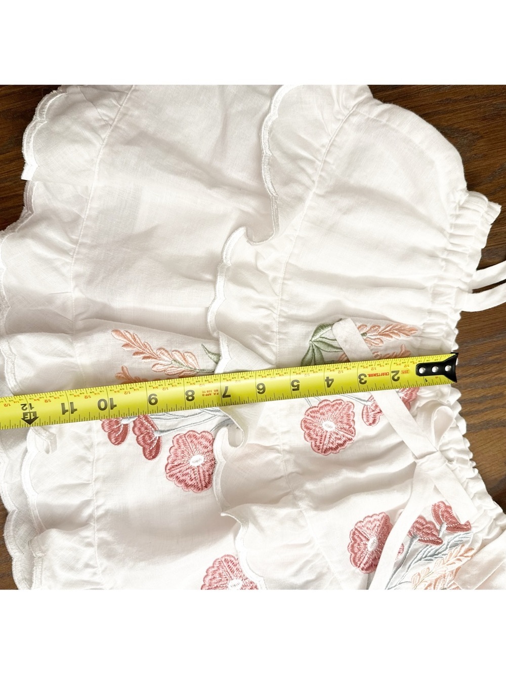 Innika Choo Embroidered Linen Ruffle Cami Top ONE SIZE - Picture 7 of 10